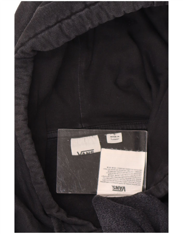 VANS Womens Graphic Oversized Hoodie Jumper UK 16 Large Navy Blue Cotton