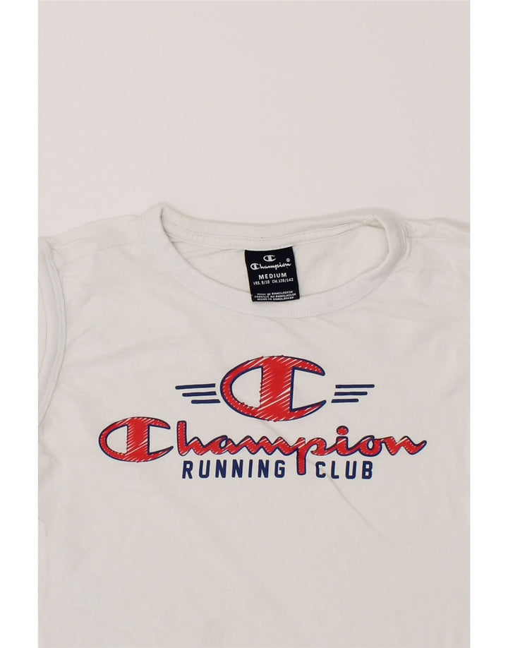 CHAMPION Boys Graphic Vest Top 9-10 Years Medium White Vintage Champion and Second-Hand Champion from Messina Hembry 