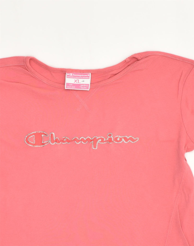 CHAMPION Girls Graphic T-Shirt Top 13-14 Years XL Pink Cotton | Vintage Champion | Thrift | Second-Hand Champion | Used Clothing | Messina Hembry 