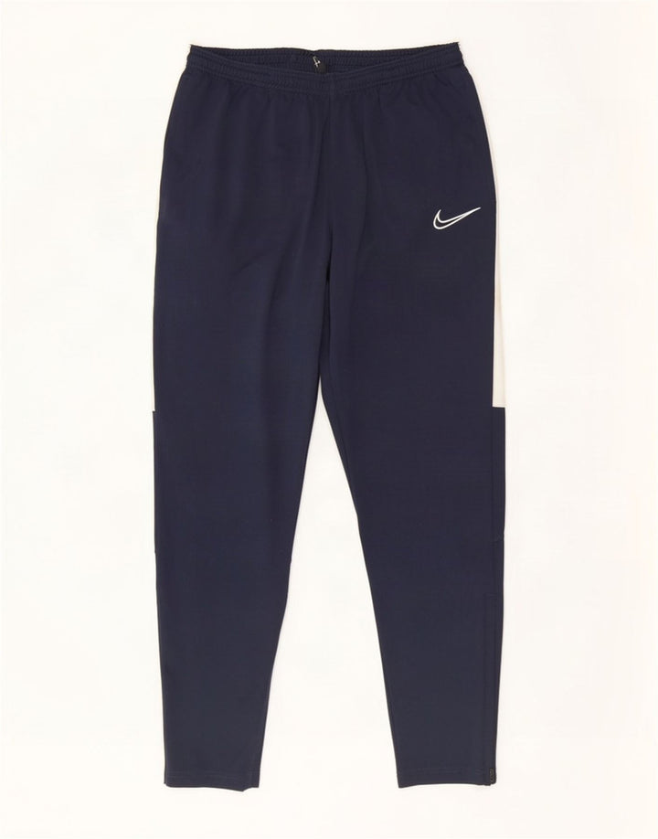 Nike Mens Dri Fit Tracksuit Trousers Medium Navy Blue Colourblock Polyester