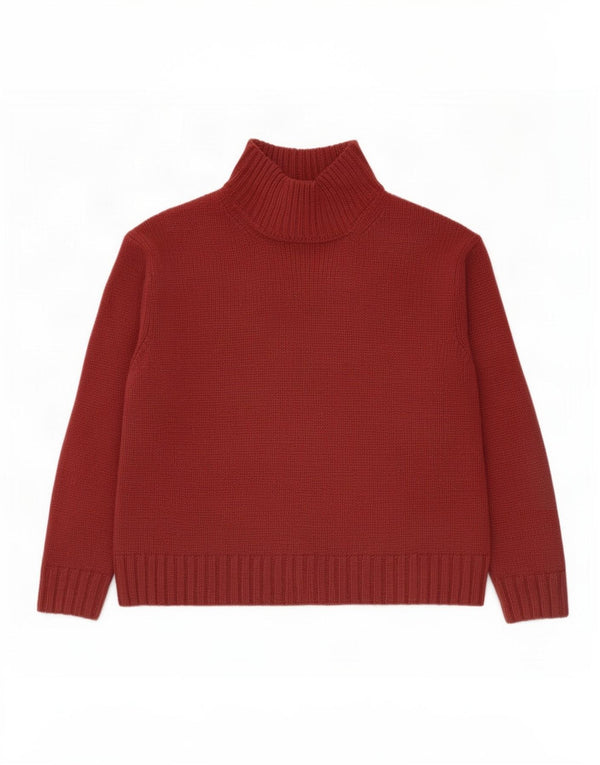 Zara Womens Oversized Turtle Neck Jumper Sweater UK 10 Small Burgundy