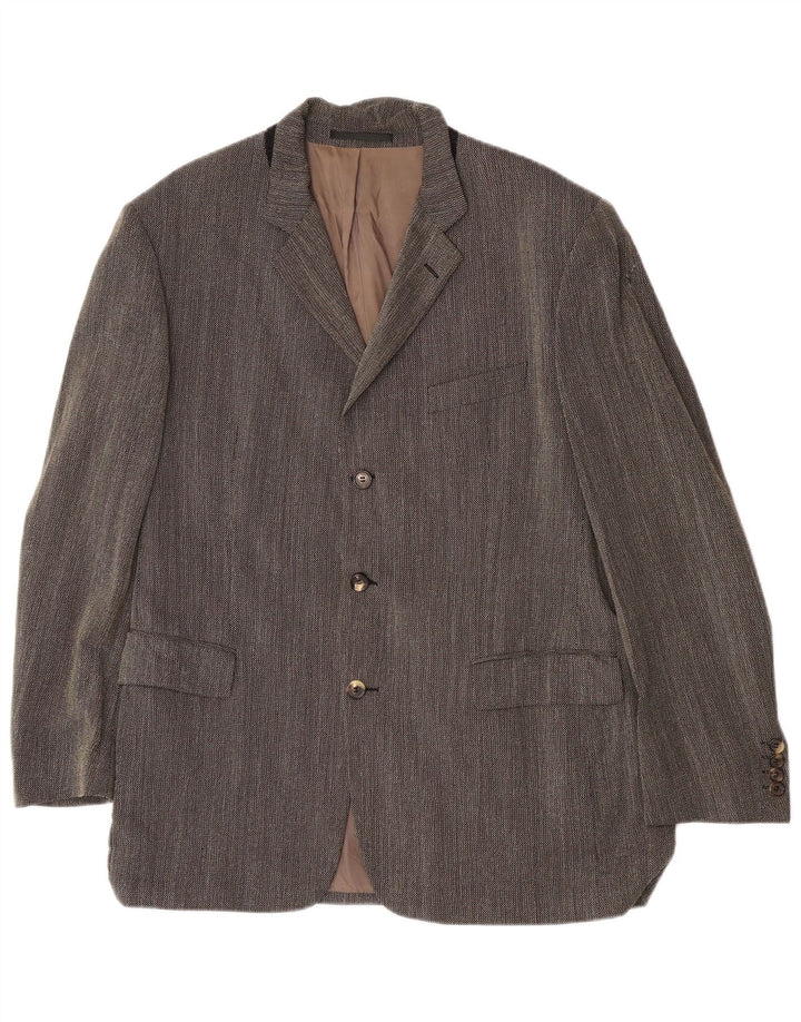 Hugo Boss Mens 3 Button Blazer Jacket EU 54 2XL Grey Virgin Wool