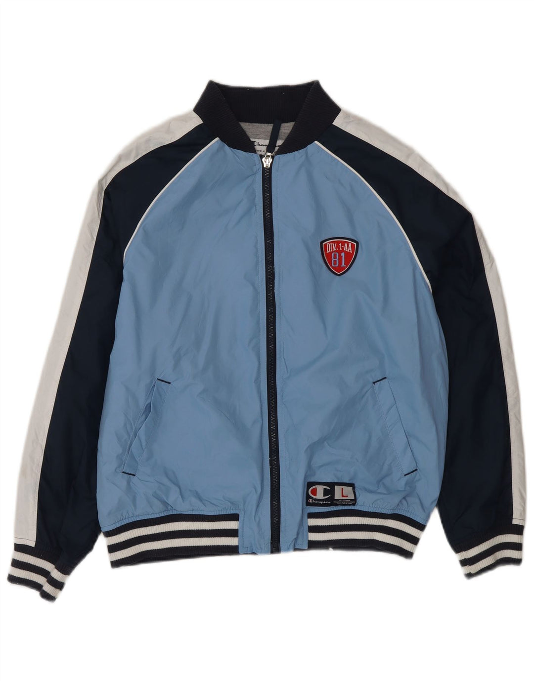 CHAMPION Boys Tracksuit Top Jacket 11-12 Years Large Blue Colourblock