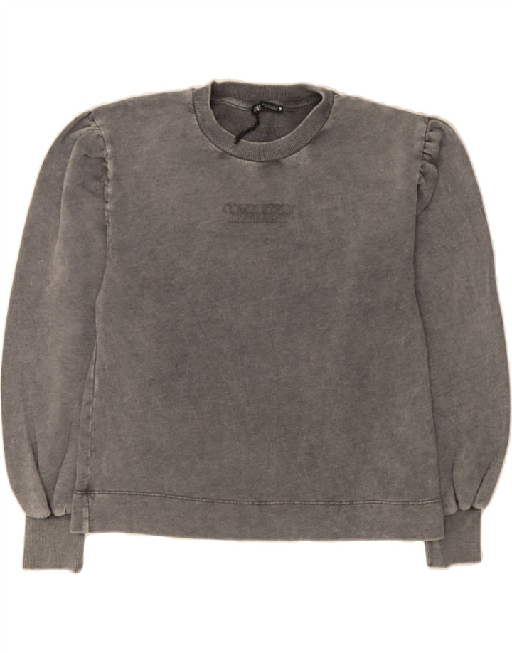 ZARA Womens Oversized Sweatshirt Jumper UK 10 Small Grey Cotton Vintage Zara and Second-Hand Zara from Messina Hembry 