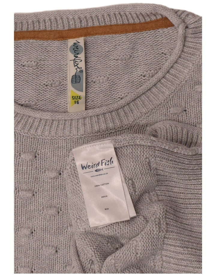 White Stuff Womens Boat Neck Jumper Sweater UK 16 Large Grey Cotton