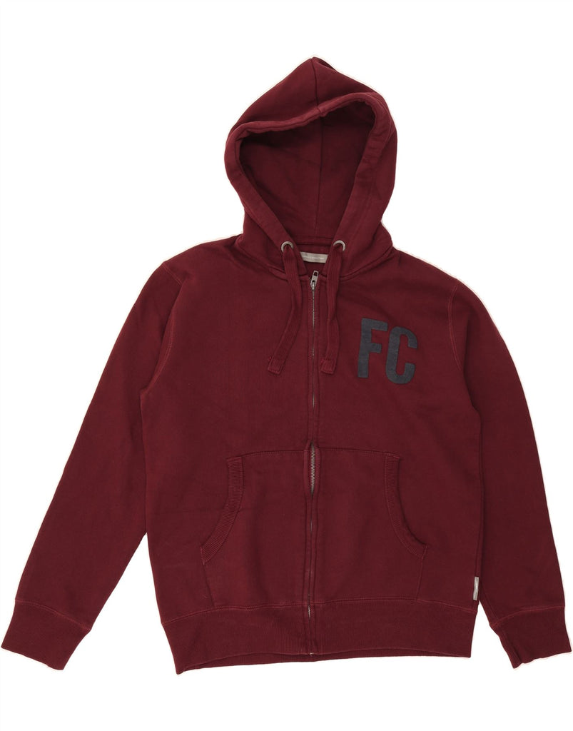 FRENCH CONNECTION Mens Graphic Zip Hoodie Sweater Large Burgundy Cotton Vintage French Connection and Second-Hand French Connection from Messina Hembry 