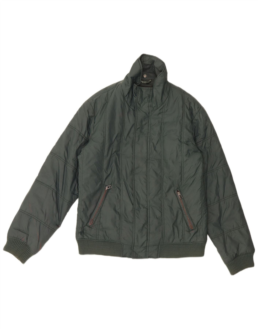 Zara Mens Padded Jacket UK 40 Large Green Nylon