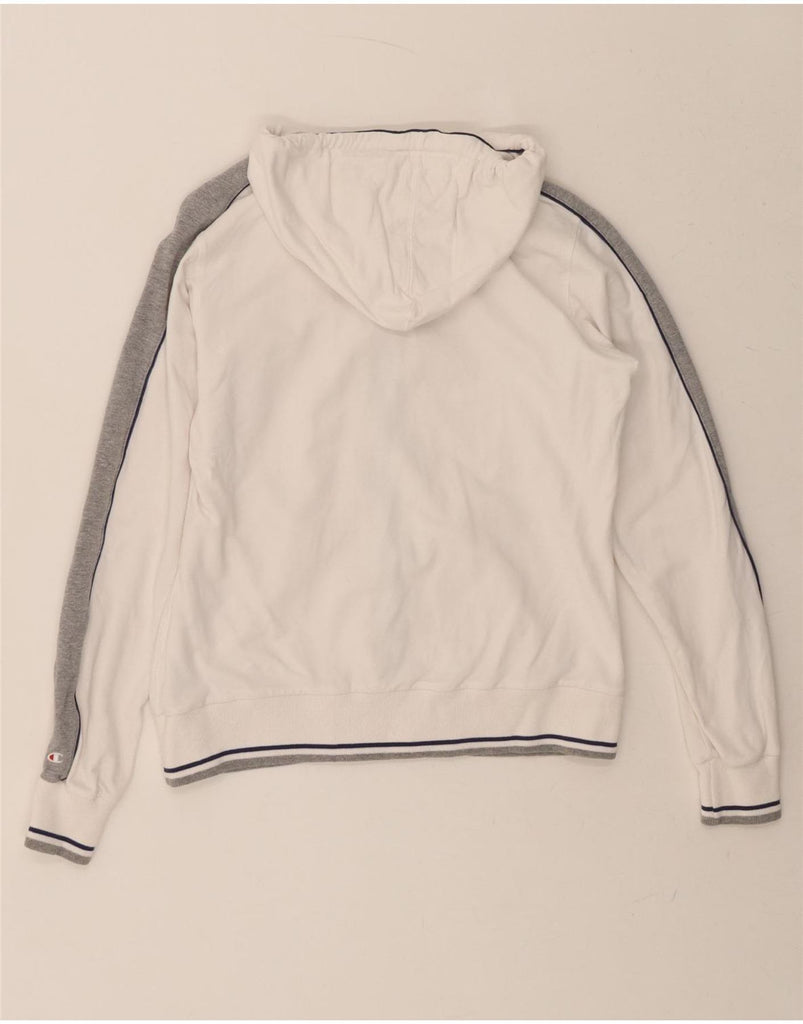 CHAMPION Womens Zip Hoodie Sweater UK 14 Medium Off White Colourblock Vintage Champion and Second-Hand Champion from Messina Hembry 