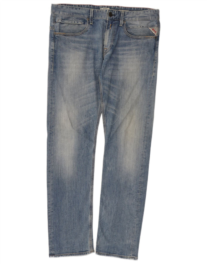 Replay Mens Jeto Slim Jeans W34 L32 Blue Cotton