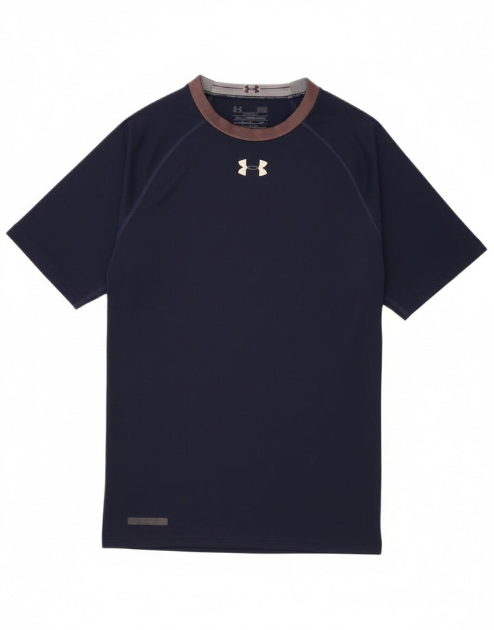 UNDER ARMOUR Mens Graphic T-Shirt Top Small Navy Blue Polyester Sports