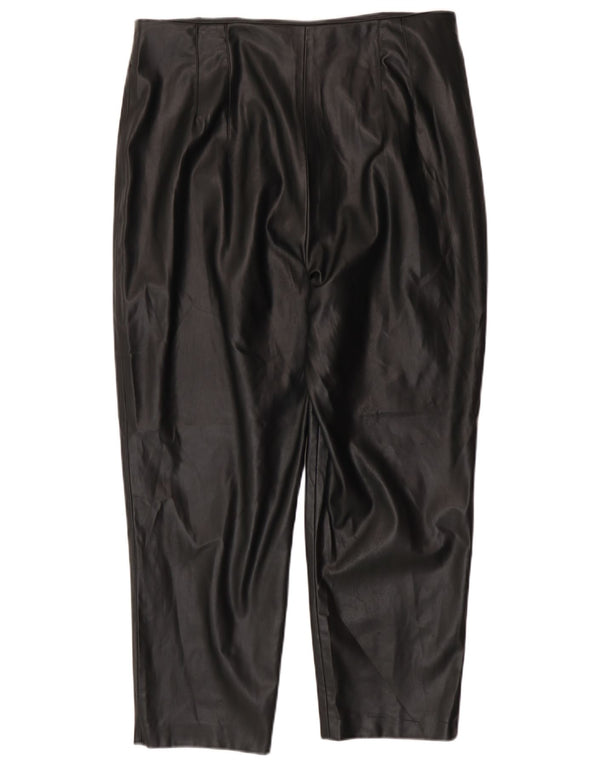 Zara Womens Tapered Faux Leather Trousers 2XL W34 L26 Black Polyester