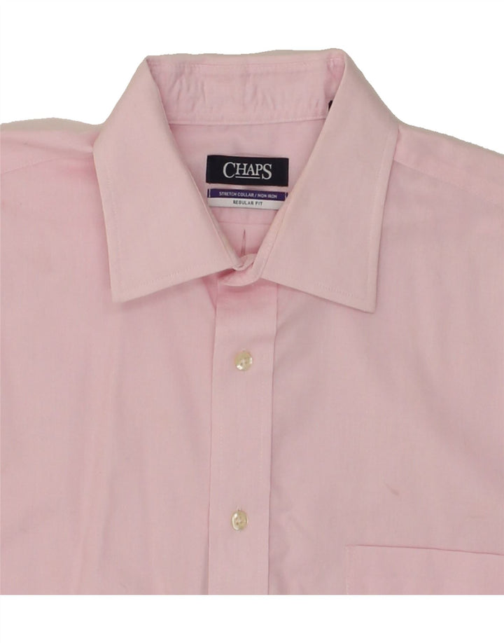 CHAPS Mens Regular Fit Shirt Size 16 Large Pink Cotton Vintage Chaps and Second-Hand Chaps from Messina Hembry 