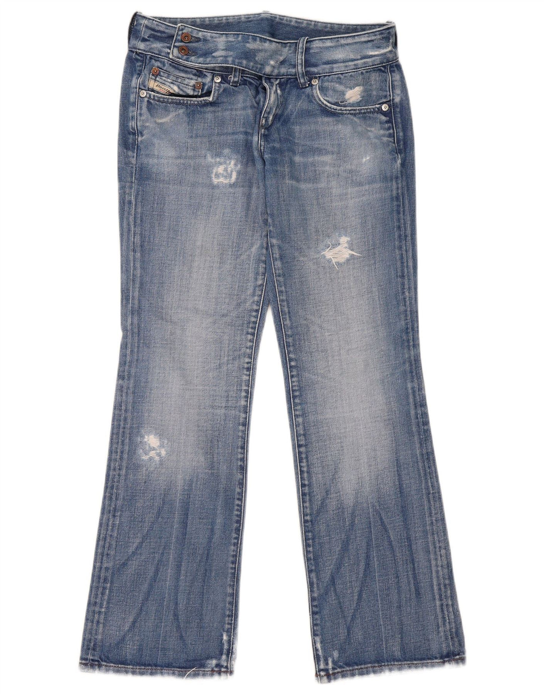 Diesel Womens Distressed Bootcut Jeans W29 L29 Blue Cotton