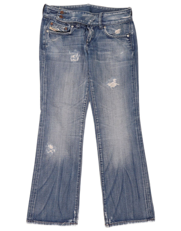 Diesel Womens Distressed Bootcut Jeans W29 L29 Blue Cotton