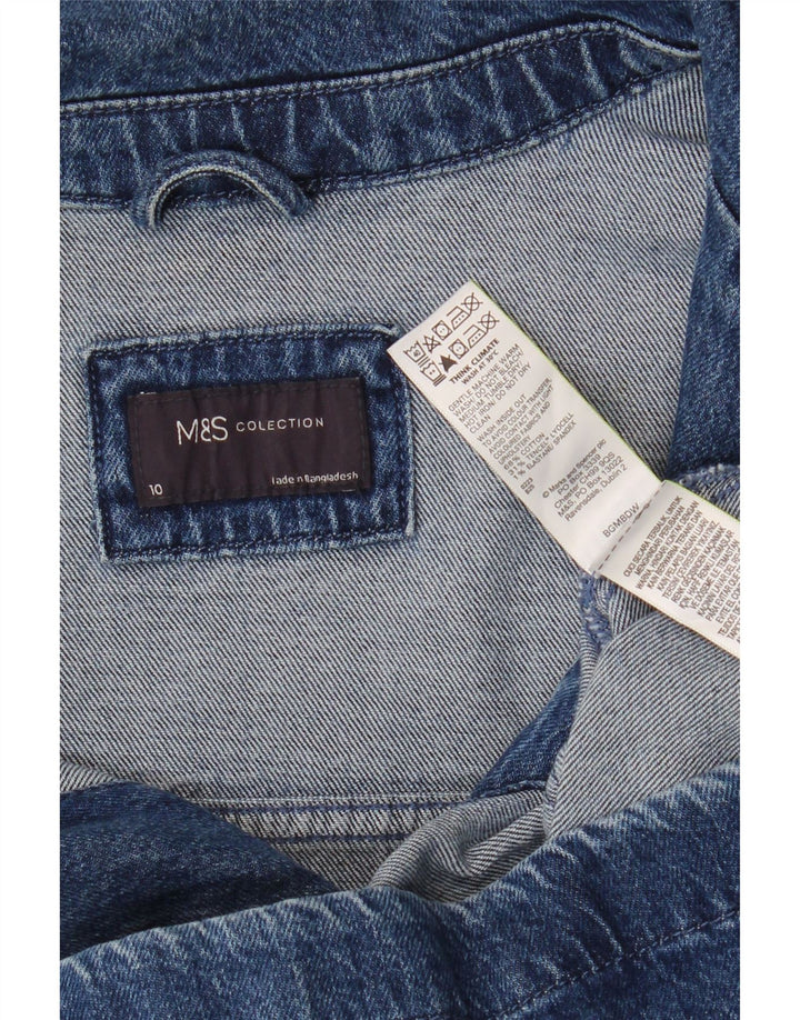 Marks & Spencer Womens Oversized Denim Jacket UK 10 Small Blue Cotton