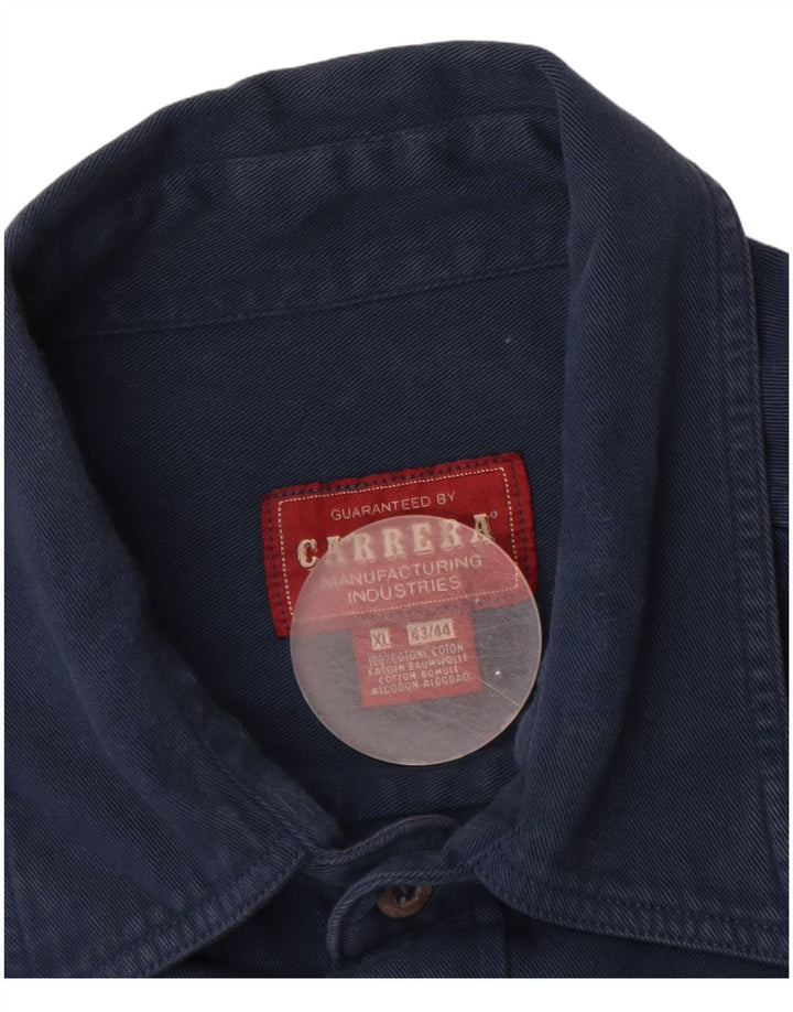 Carrera Mens Shirt Size 43/44 XL Navy Blue Cotton
