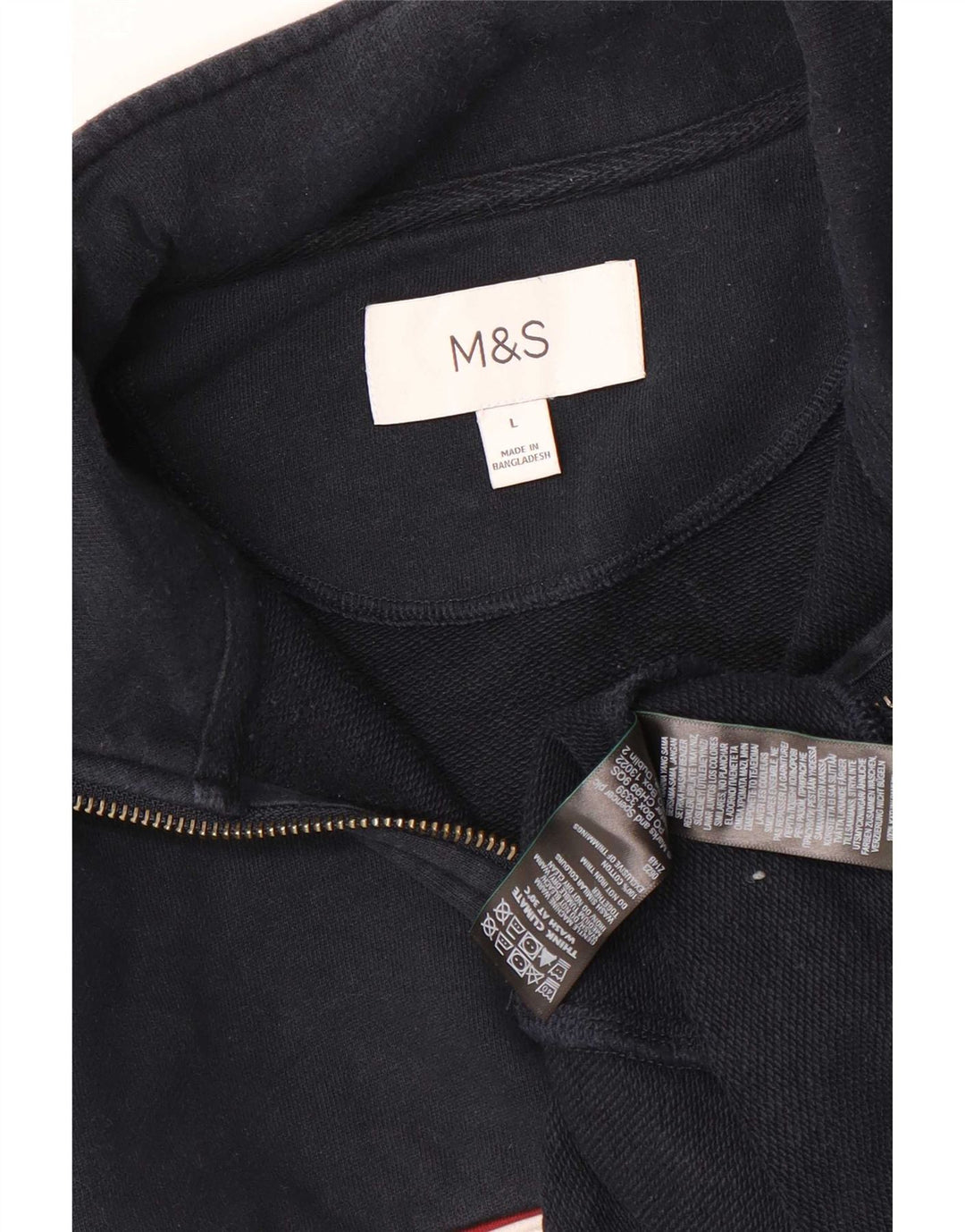 Marks & Spencer Mens Zip Neck Sweatshirt Jumper Large Navy Blue Colourblock