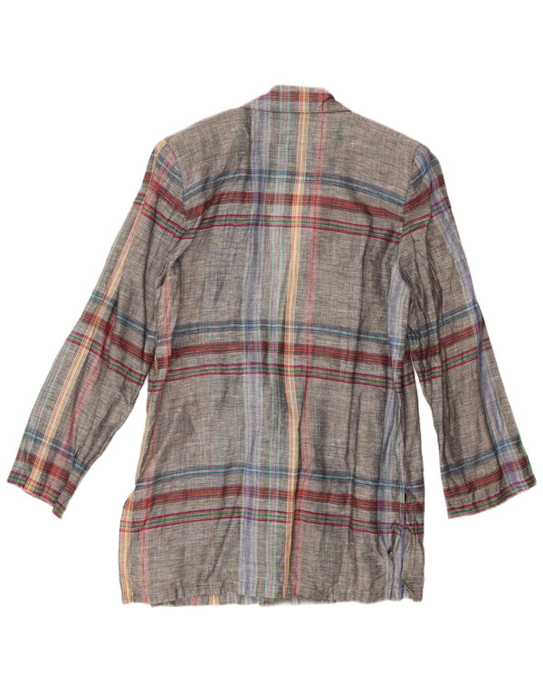 Incom Womens Longline Double Breasted Blazer Jacket IT 42 Medium Grey Plaid