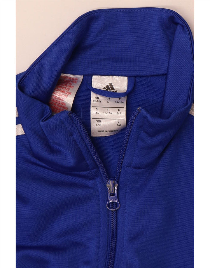 Adidas Boys Tracksuit Top Jacket 13-14 Years Blue Polyester