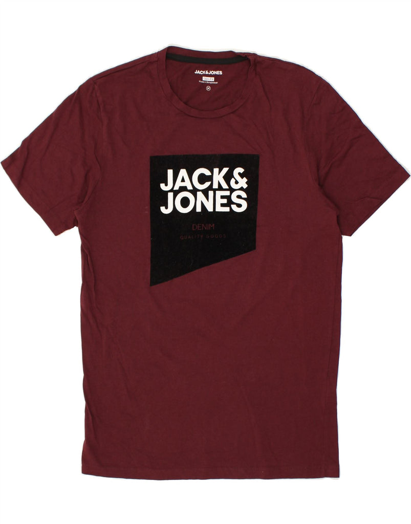 JACK & JONES Mens Slim Fit Graphic T-Shirt Top Medium Maroon Cotton | Vintage Jack & Jones | Thrift | Second-Hand Jack & Jones | Used Clothing | Messina Hembry 