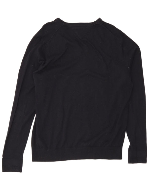 Tommy Hilfiger Mens V-Neck Jumper Sweater XL Navy Blue Cotton