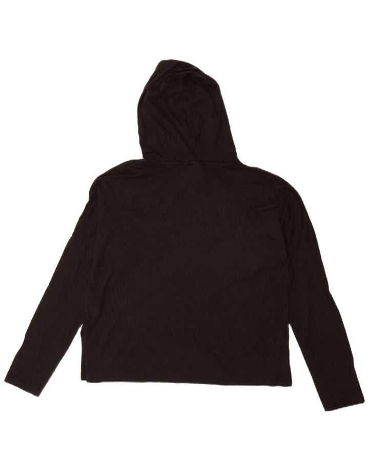 PUMA Womens Oversized Hooded Graphic Top Long Sleeve UK 10 Small Black