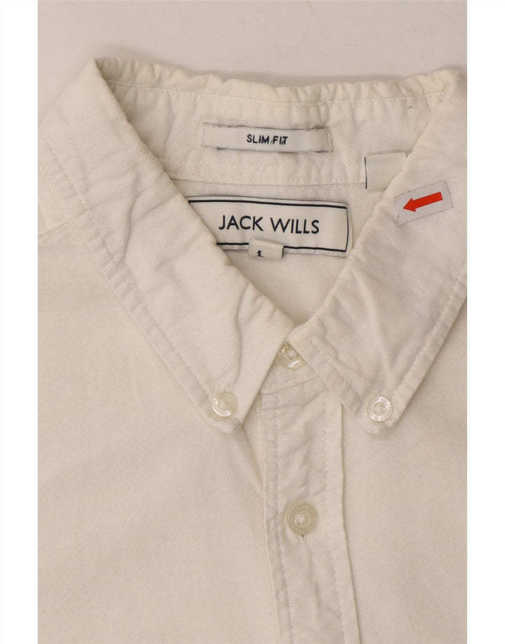 JACK WILLS Mens Slim Fit Shirt Large Off White Cotton Vintage Jack Wills and Second-Hand Jack Wills from Messina Hembry 