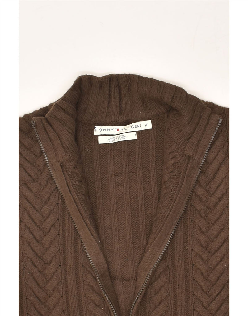 TOMMY HILFIGER Womens Cardigan Sweater UK 14 Medium Brown Nylon | Vintage Tommy Hilfiger | Thrift | Second-Hand Tommy Hilfiger | Used Clothing | Messina Hembry 