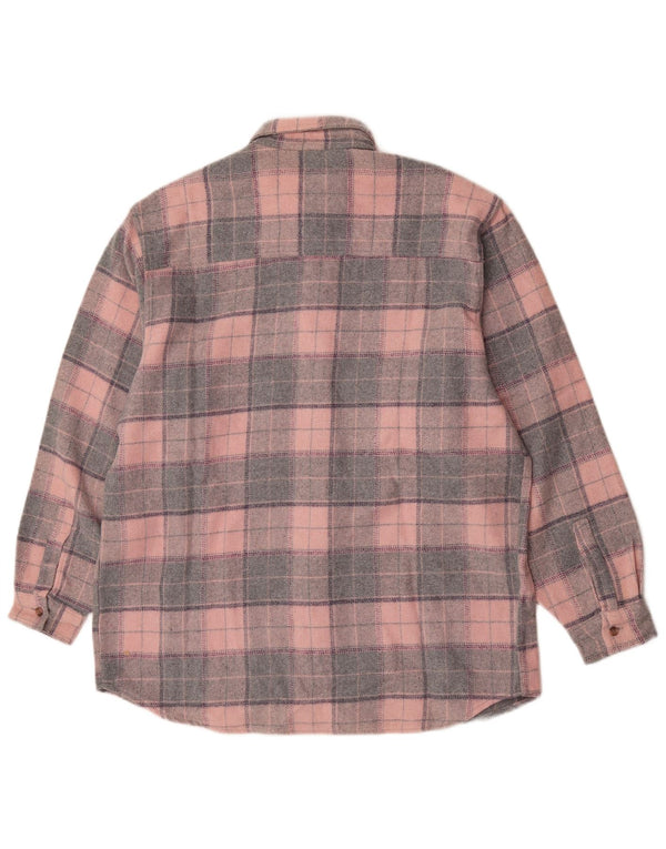 Invicta Mens Flannel Shirt Large Pink Check Polyester