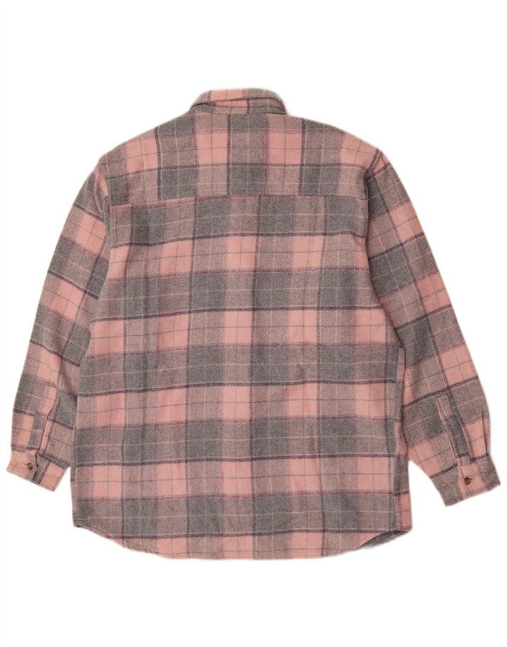 Invicta Mens Flannel Shirt Large Pink Check Polyester