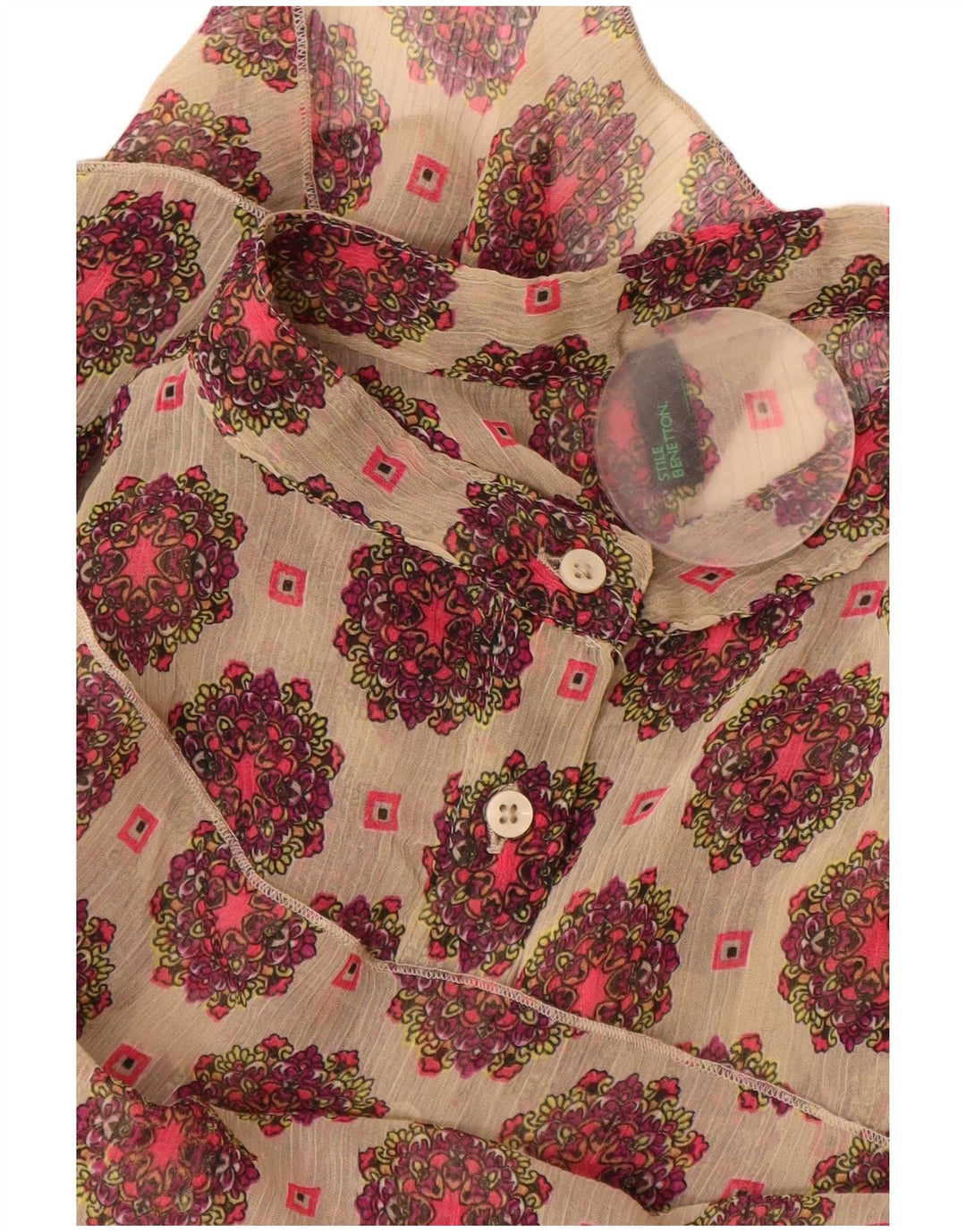 Benetton Womens A-Line Dress UK 12 Medium Beige Floral