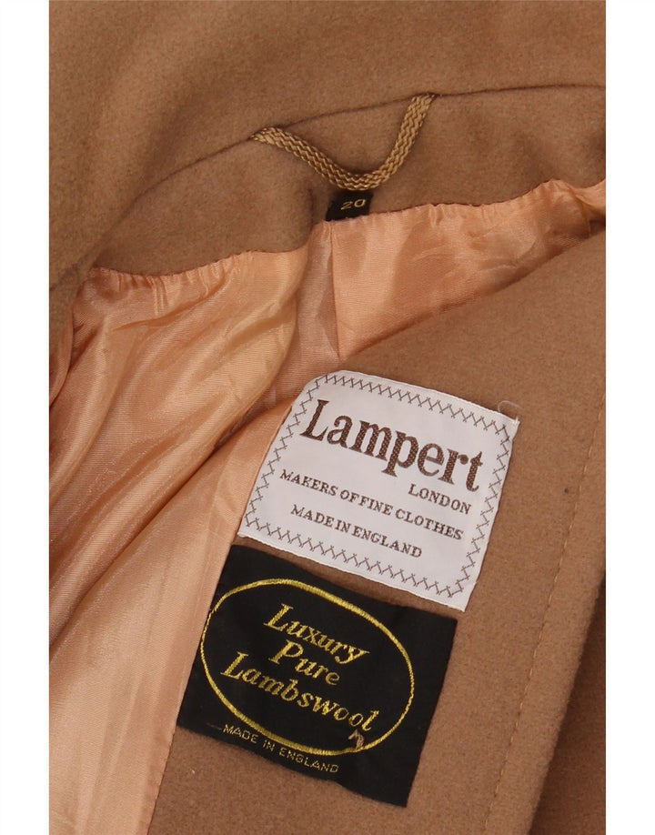 LAMPERT Womens Overcoat UK 20 2XL Brown Lambswool