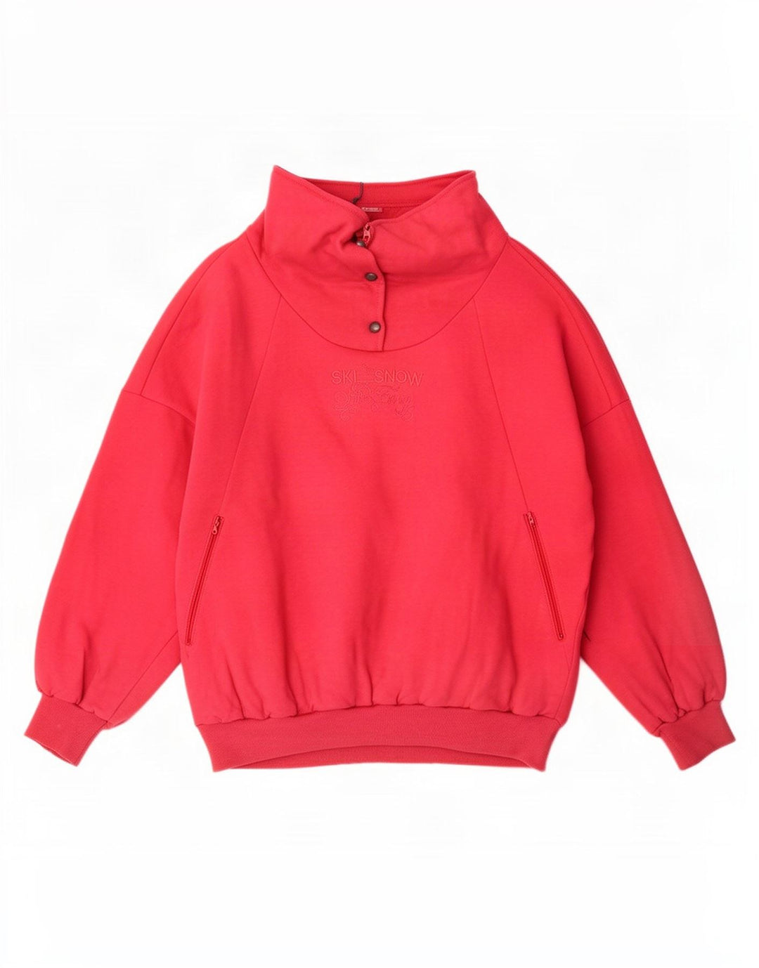 Colmar Womens Ski Graphic Button Neck Sweatshirt Jumper US 12 Large Pink