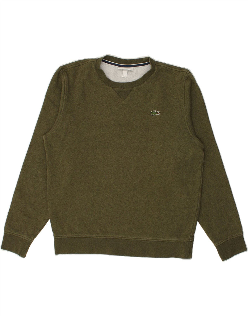 LACOSTE Mens Sweatshirt Jumper Size 4 Medium Khaki Flecked Cotton | Vintage Lacoste | Thrift | Second-Hand Lacoste | Used Clothing | Messina Hembry 