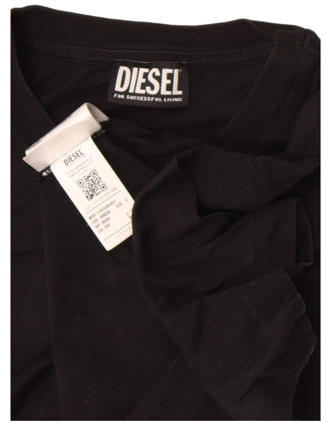Diesel Mens Graphic T-Shirt Top Small Black Cotton