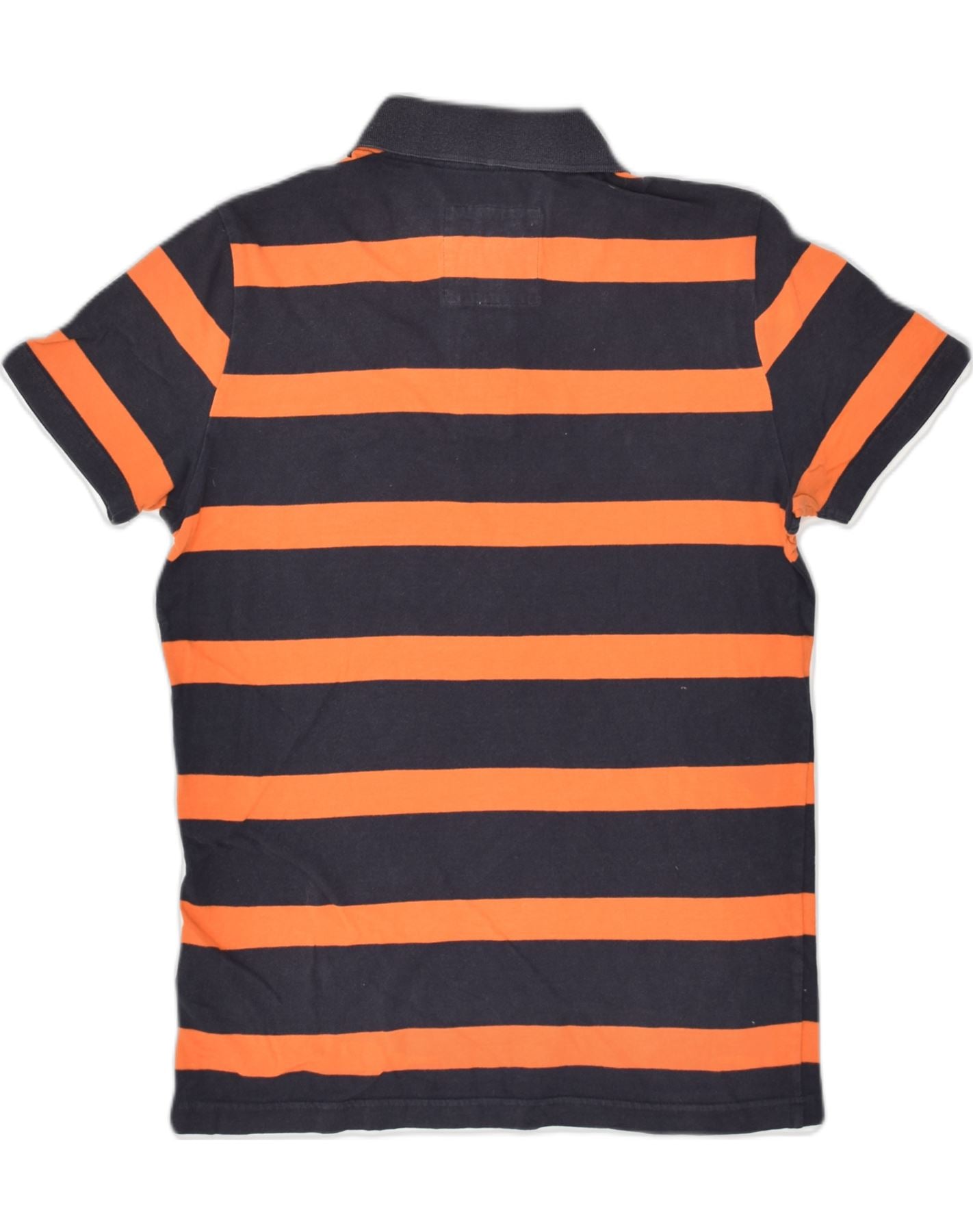 HOLLISTER Mens Polo Shirt Small Orange Striped Cotton