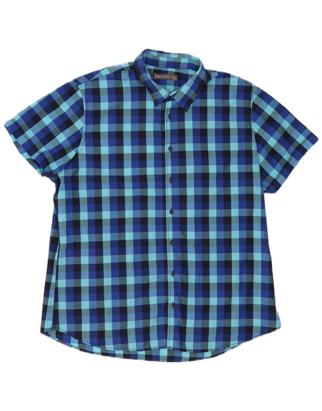 Angelo Litrico Mens Short Sleeve Shirt Size 45/46 2XL Blue Gingham