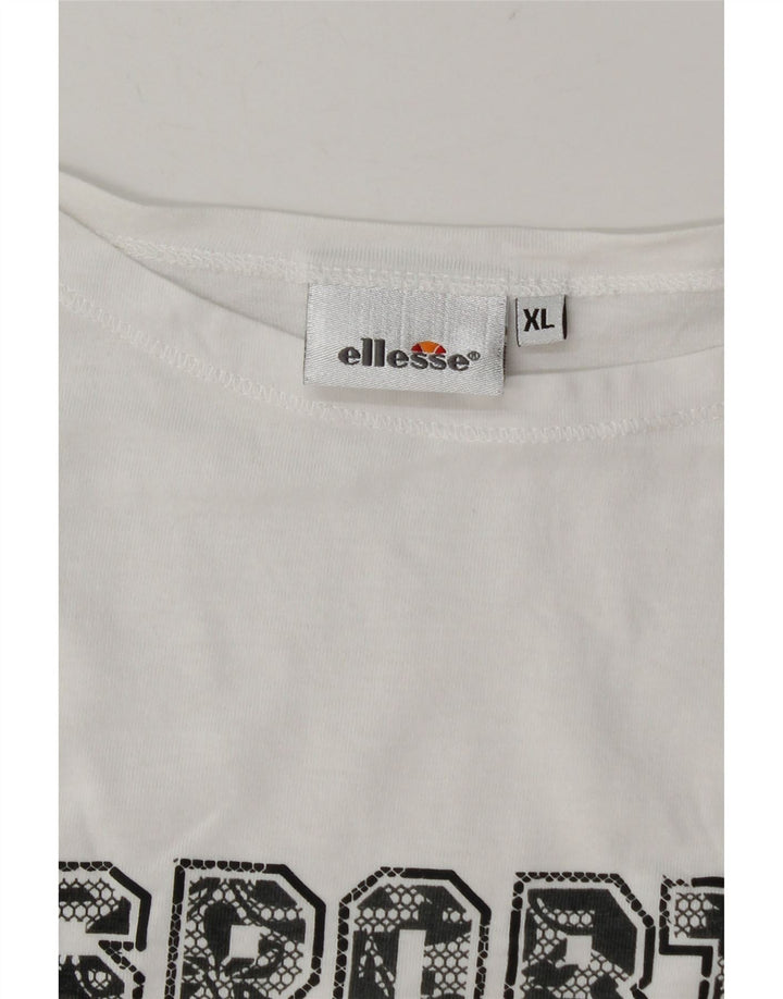 Ellesse Womens Graphic T-Shirt Top UK 18 XL White