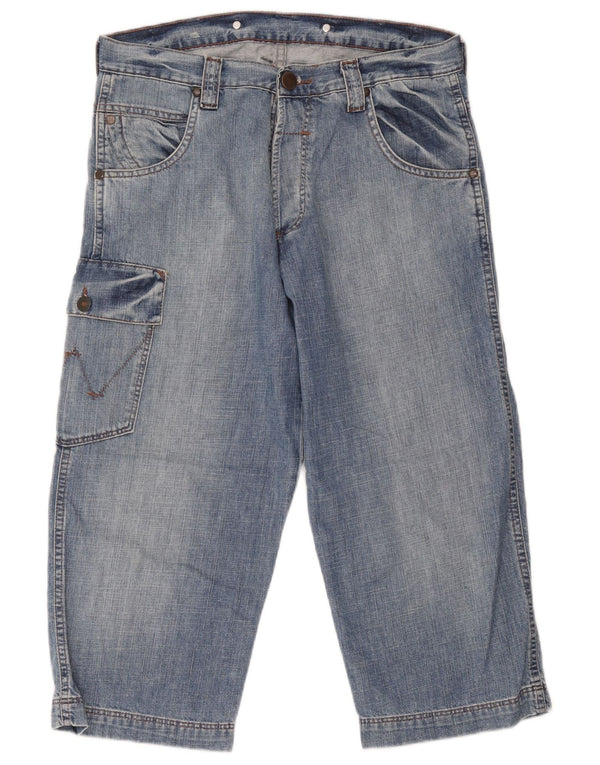 Wrangler Mens Denim Cargo Shorts W30 Medium Blue Cotton