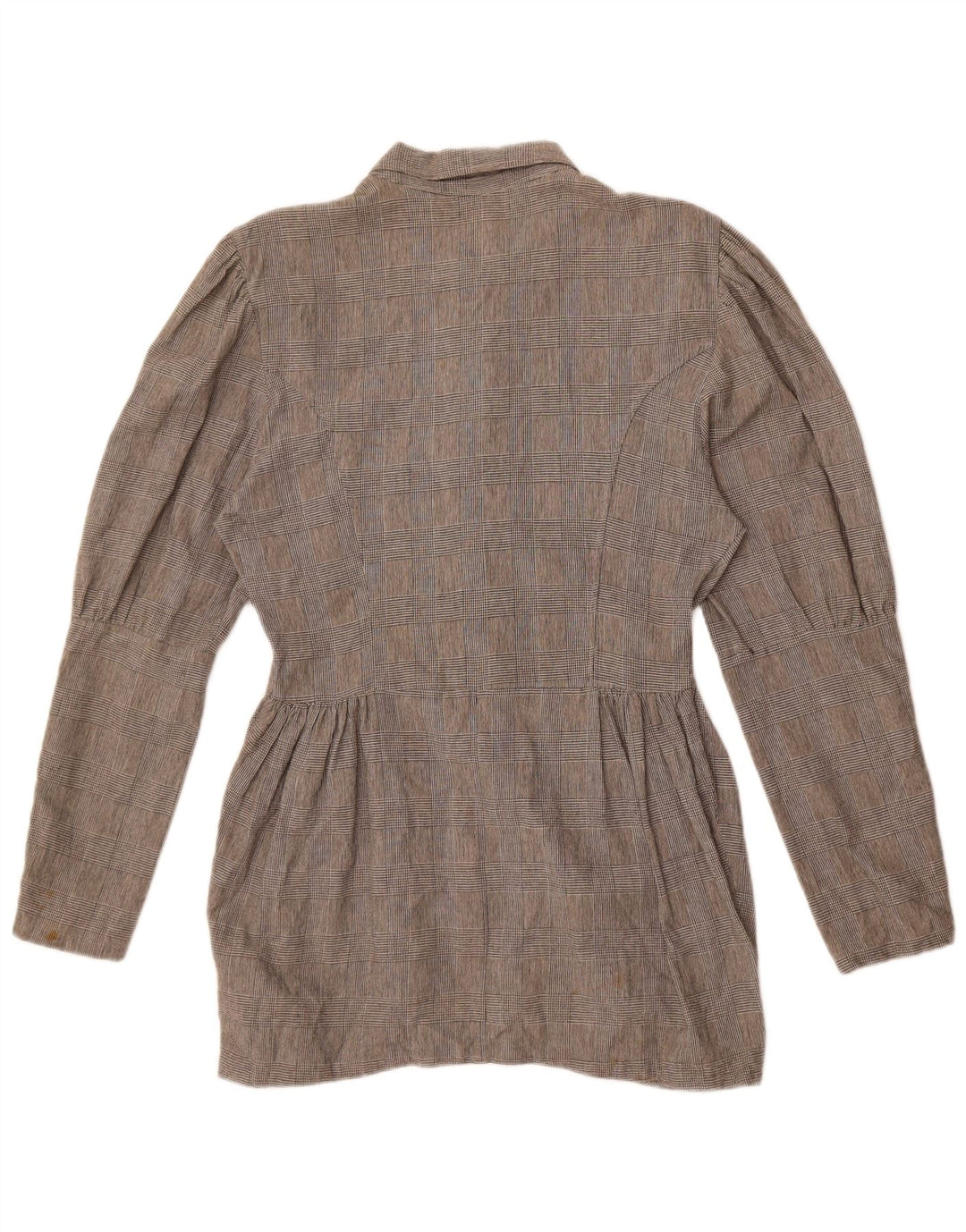 Benetton Womens Shirt Blouse IT 46 Large Grey Check Cotton