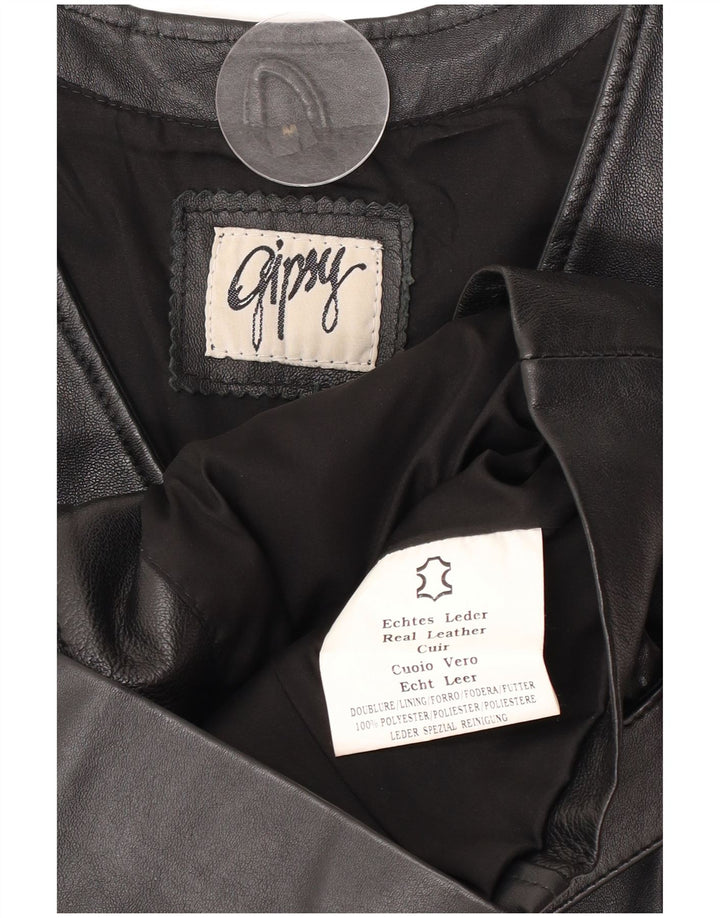 Gipsy Womens Leather Gilet UK 12 Medium Black Leather