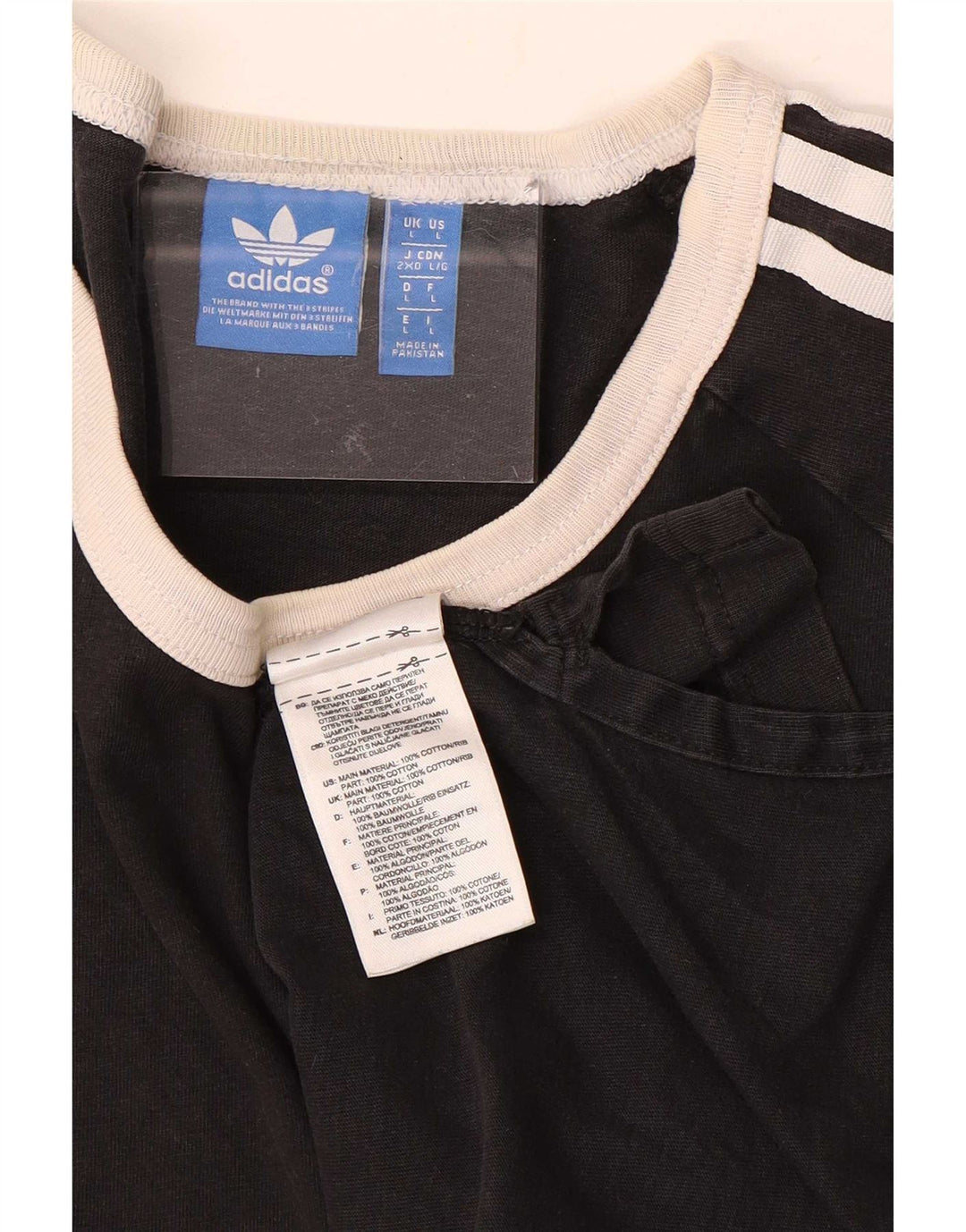 Adidas Mens Top Long Sleeve Large Black Colourblock Cotton