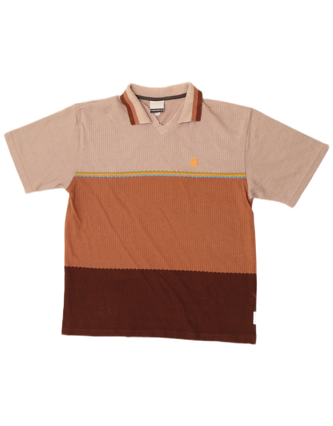 Vintage Mens Polo Shirt Medium Multicoloured Striped Cotton