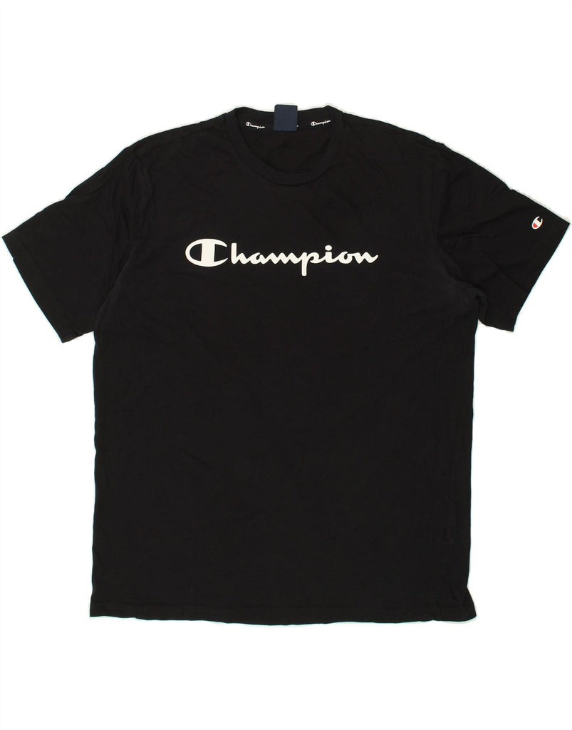 CHAMPION Mens Graphic T-Shirt Top 2XL Black Cotton | Vintage Champion | Thrift | Second-Hand Champion | Used Clothing | Messina Hembry 