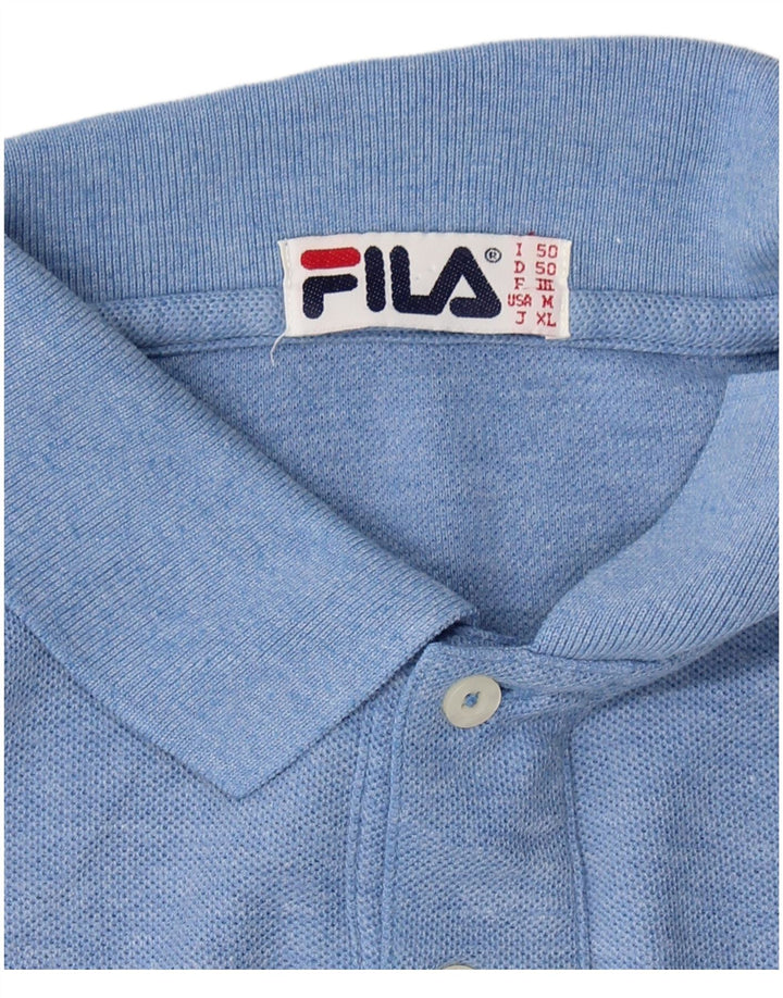 FILA Mens Polo Shirt IT 50 Medium Blue Cotton