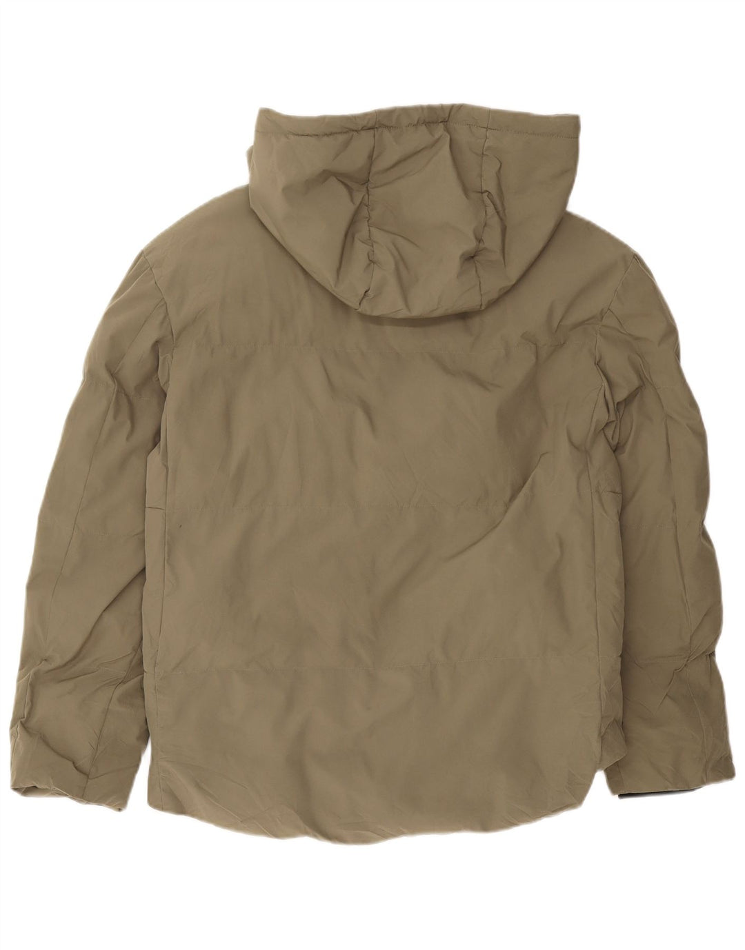 Zara Mens Hooded Padded Jacket UK 38 Medium Khaki Polyester
