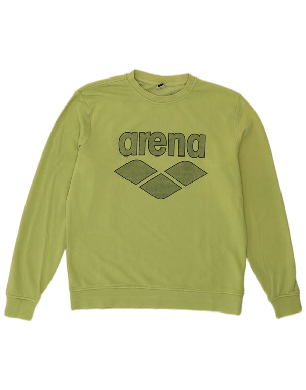 ARENA Mens Graphic Sweatshirt Jumper Medium Green Cotton