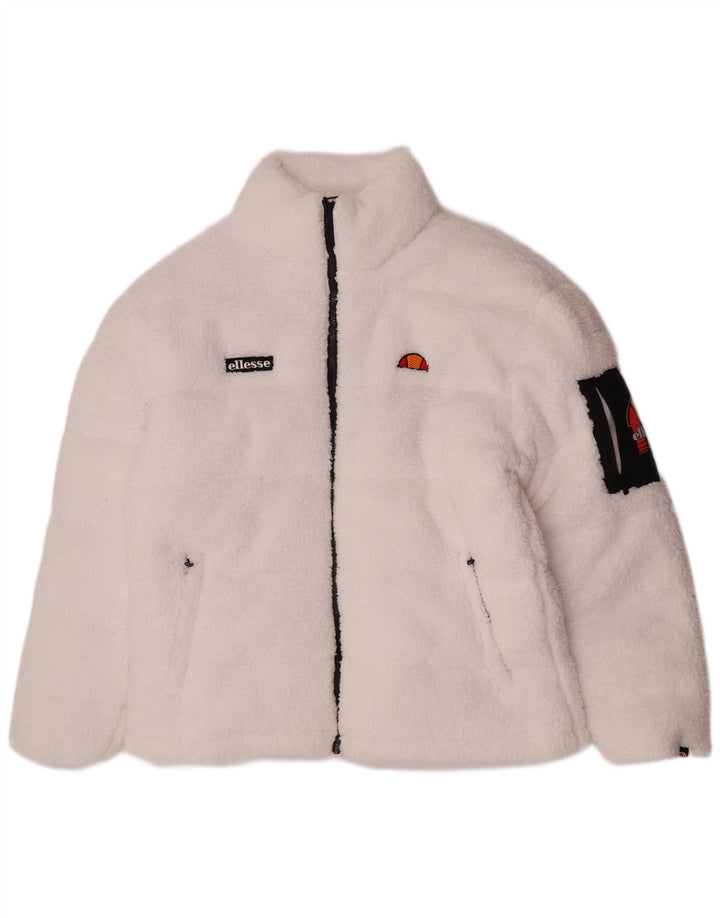 Ellesse Womens Fleece Padded Jacket UK 14 Large White Polyester Sports