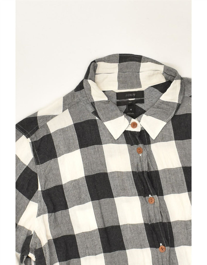 J. CREW Womens Boy Fit Shirt UK 16 Large Black Check Cotton Vintage J. Crew and Second-Hand J. Crew from Messina Hembry 