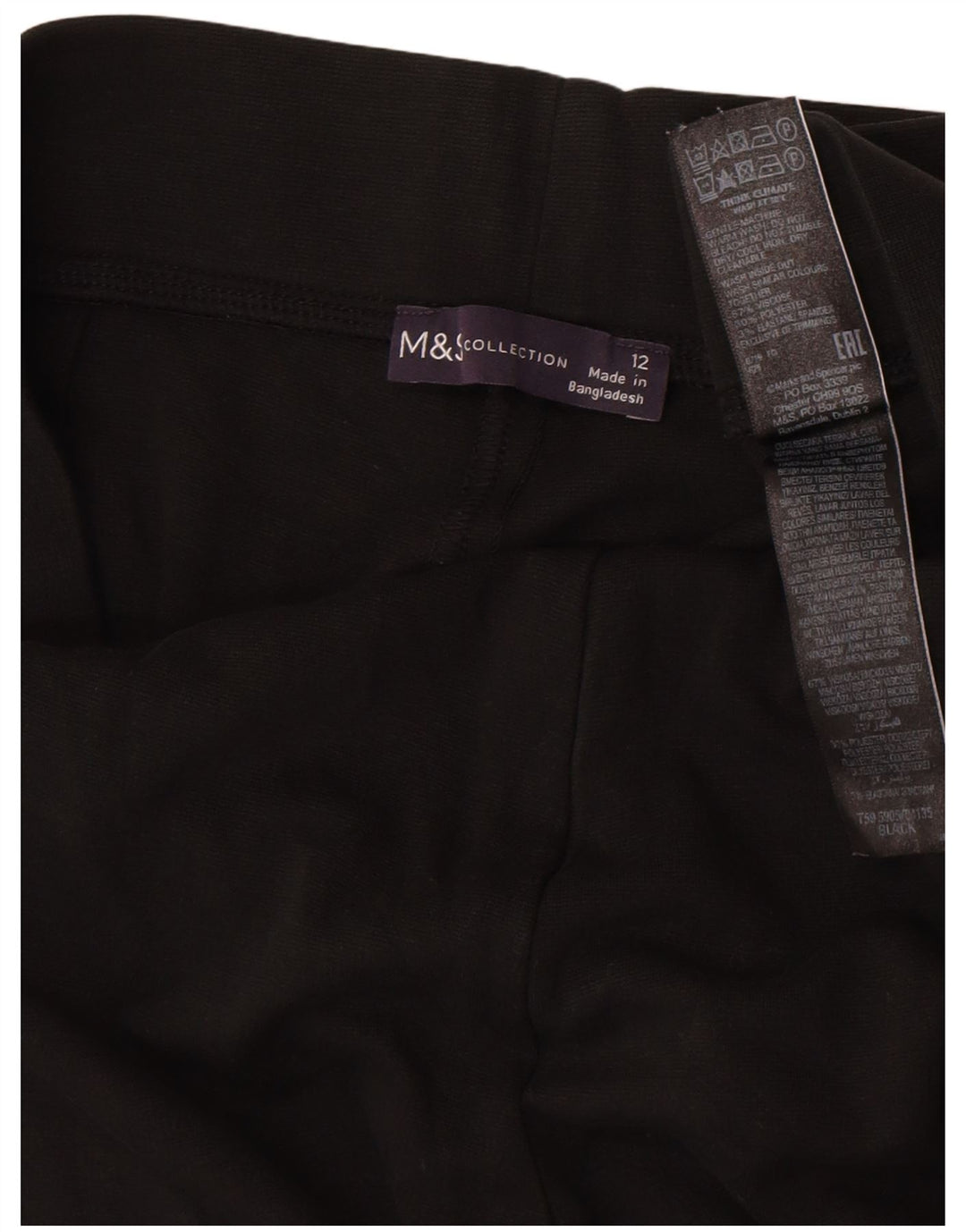 Marks & Spencer Womens Leggings UK 12 Medium Black Viscose